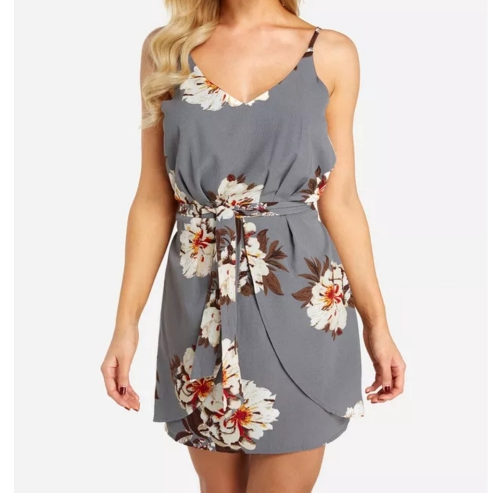 Grey Floral Dress
